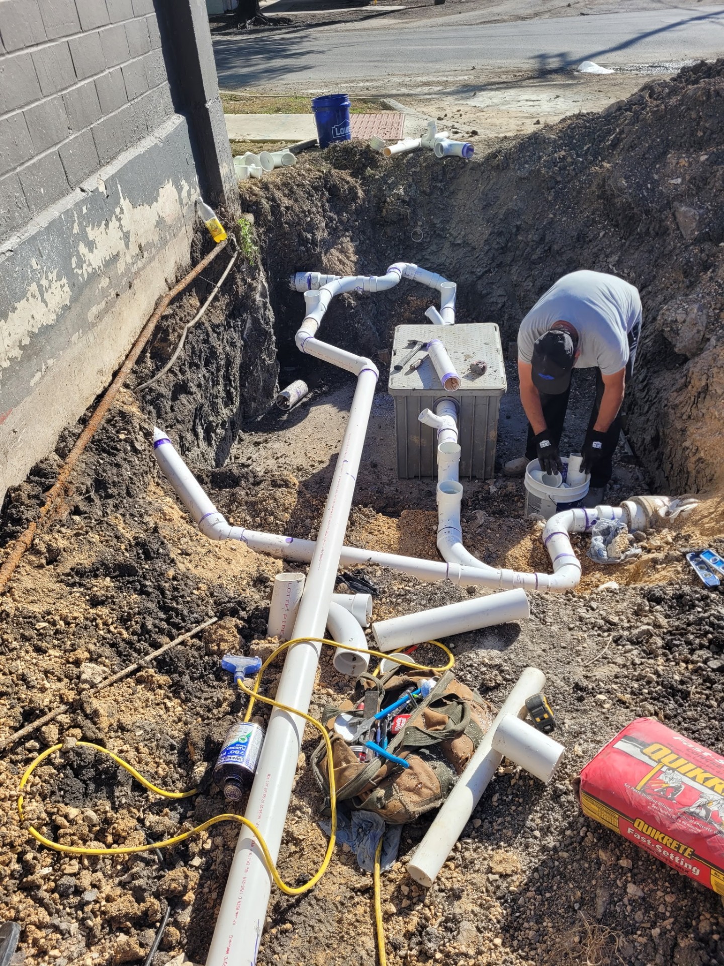 Sewer and drain line repair in open excavation